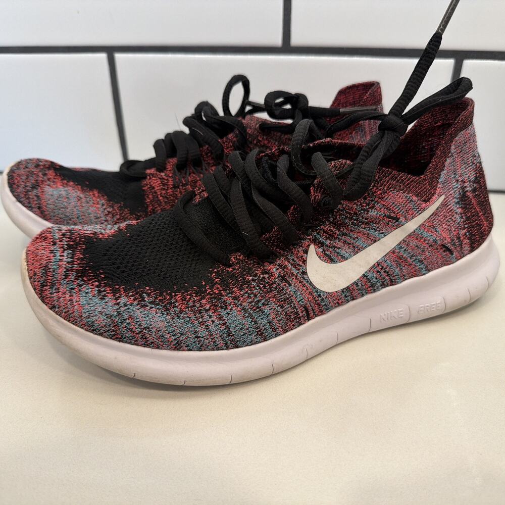 Women’s Nike Free‎ RN Flyknit 2018 Pink Aqua Black Size 6.5